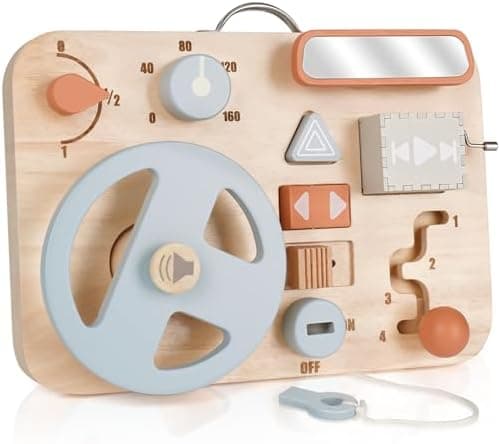 Vanplay Montessori Busy Board for Toddlers - Wooden Montessori Toys, Aesthetic Sensory Activity for Fine Motor Skills, Travel Busy Board Educational Sensory Toys for Boys and Girls