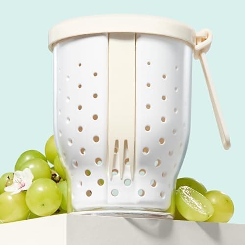 LoopTime 25 Oz Travel Fruit Cups for Car,Fruit Salad Storage Cup with Fork and Lids,Leakproof Reusable Snack Containers,Airtight Food Storage Containers,Reusable for Travel,Party,Office (White)