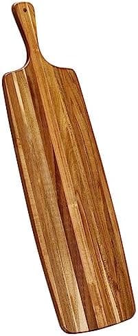 TEIBVG Acacia Wood Cutting Board and Large Charcuterie Board with Handle - Long Serving Board for Veggies, Bread, Cheese Board, Appetizers, and Picnic Celebrations, 24x7 Inch