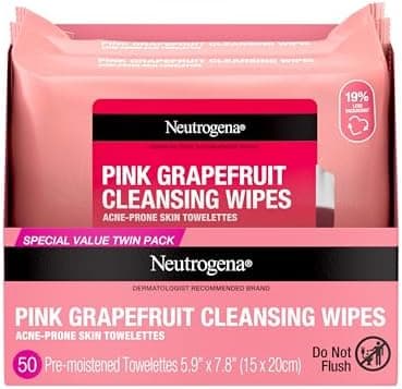 Neutrogena Makeup Remover Cleansing Towelettes, Pink Grapefruit, 25 Count, Twin Pack