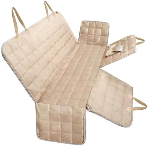 Bark Lover Dog Car Seat Cover for Back Seat Dog Seat Cover Hammock for Truck SUV - Waterproof Pet Car Seat Protector for Backseats,Beige Regular