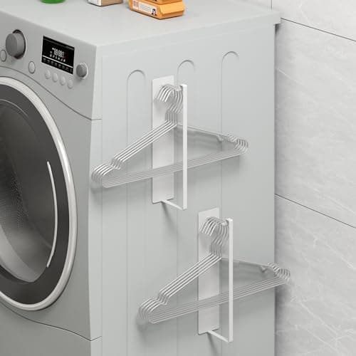 Thipoten Magnetic Hanger Organizer, 2Pack Hangers Holder for Dryer/Washing Machine, Holding up to 30 Velvet/Wire/Plastic Hangers, Perfect Space Saver for Laundry Room (2, White)