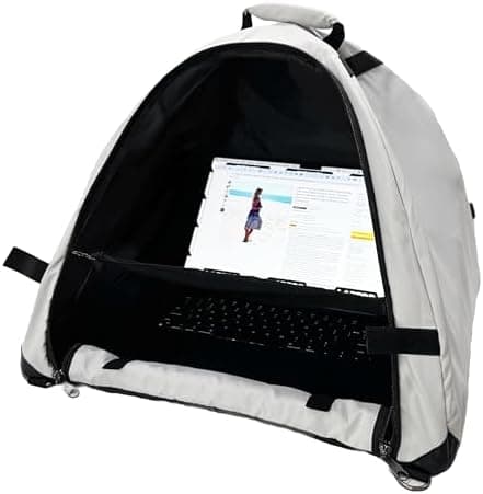 LAPTOP TENT - Portable Sun Shade & Water-Resistant Beach Bag for Outdoor Work | Heat & UV Reflective Fabric | Computer Privacy Hood & Glare Shield | Convertible Tote for Laptop, Towels, Drinks & More