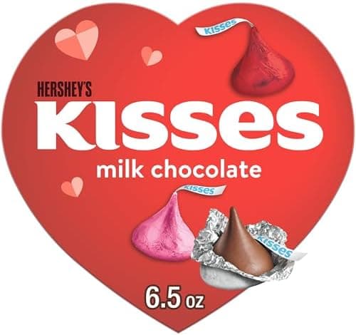 HERSHEY'S KISSES Milk Chocolate, Valentine's Candy Gift Box, 6.5 oz