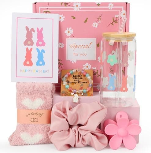 Easter Gifts for Teens Girls, Women, Easter Basket Stuffers for Girls, Easter Basket Ideas for Teens, Easter Gifts Set, Bunny Gifts for Girls, Easter Tumbler, Easter Iced Coffee Mug, Easter Bracelets