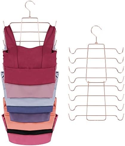 ZEDODIER 2 Pack Tank Top Hanger Space Saving, Bra Hangers for Closet Organizer, Hanging Bra Organizer Tank Tops Holder with 16 Hooks, Closet Organizers and Storage Small Space Solutions, Rose Gold