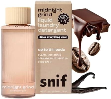 Snif Midnight Grind Laundry Detergent, Bold, Rich Espresso Scent, 64 Loads, Non-Irritating to Skin, Clean, Non-Toxic, Vegan, Cruelty Free, 32oz