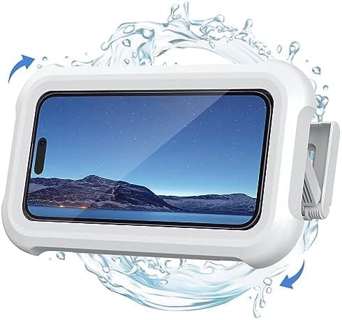 Lamicall Shower Phone Holder Waterproof - 480° Rotatable Retractable Adjustable Shower Stall iPhone Case Holder, Bathroom Wall Phone Mount Stand Water Proof Anti Fog, Accessories for 4-7" Cellphones