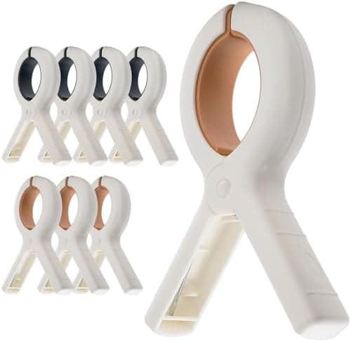 Extra Large Beach Towel Clips 8 Pack, 5.1 Inch Towel Clips for Beach Chairs Cruise Heavy Duty, Towel Holder Clips for Clothes Pool Boat, 2 Colors Khaki and Blue