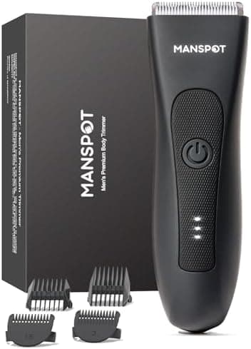 MANSPOT Manscape Groin & Body Hair Trimmer for Men, Electric Ball Pubic Trimmer Shaver,Manscape Kit with 4 Guard,Replaceable Ceramic Blade Heads,Waterproof Wet/Dry Shaver,90 Minutes Shaving
