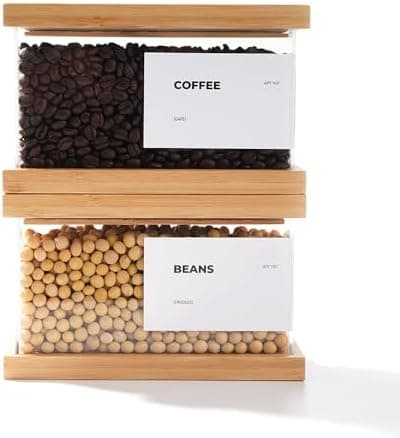 Bamboo Food Dispenser | Kitchen Organizers and Storage | Airtight Pantry Organizers and Storage Container | Cereal, Rice, Flour, Snack Storage (2, Small)