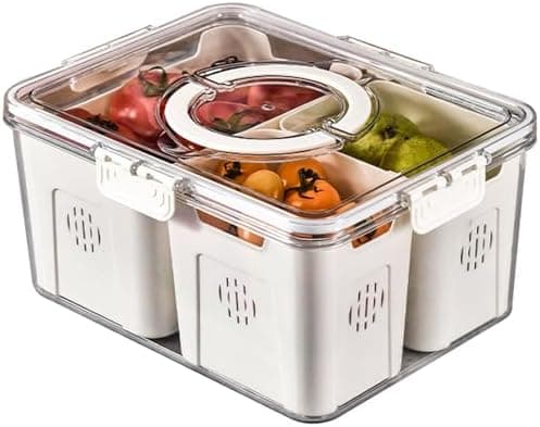 RTHIEAI Refrigerator Organizer With Lids (3 Compartments), Fridge Storage, Fridge Organizers And Storage Clear, Fridge Organization, Storage Containers, Stackable With Lid Fridge Organizers