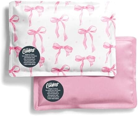Fit & Fresh Cool Coolers 2 Pack Soft Ice for Lunch Bags, Flexible Stretch Nylon, Durable, Reusable Lunch Box Ice Packs, Soft Ice, Reusable Freezer Packs, Lunch Ice, Easy to Clean, Pink Bows
