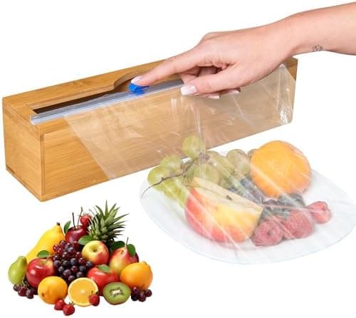 Plastic Wrap Dispenser with Cutter - Fits 12" Rolls - Cuts Aluminum Foil, Saran Wrap, Cling Wrap, Wax Paper
