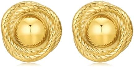 Dckazz Gold Stainless Steel Earrings for Women Trendy Large Gold Stud Hypoallergenic