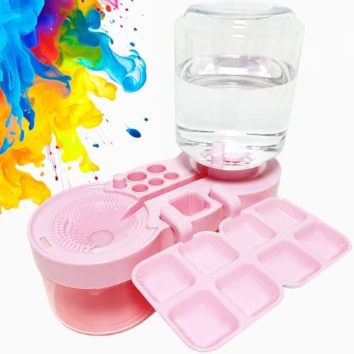 2025 New Paint Brush Cleaner with Paint Tray, Water Circulation Brush Rinser with Brush Holder, Watercolor/Oil and Water-Based Paint Brush Cleaner Tool, Gift for Artist Beginners