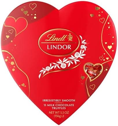 Lindt LINDOR Valentine's Milk Chocolate Candy Truffles Heart Gift Box, Milk Chocolate with Milk Truffle Filling, 5.5 oz.