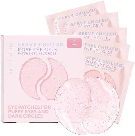 Patchology Serve Chilled Rosé Hydrating Under Eye Patches – Hyaluronic Acid & Antioxidant-Infused Eye Masks to Reduce Dark Circles, Puffiness & Fine Lines - Ideal Skincare Essentials (5 Pairs)