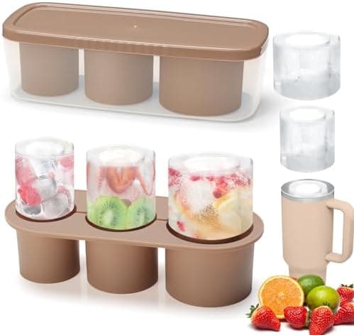 Ice Cube Tray for Stanley Cup, Silicone Ice Cube Maker With Lid for 30-40 oz Tumbler, for Chilling Whiskey, Cocktails, Drinks, Coffee, Easy Fill and Release Ice Maker, BPA Free