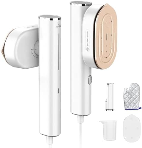 Hulmay Steamer for Clothes, 2-in-1 Steam Iron for Clothes, 1200W Handheld Steamer 10s Heat-Up, Travel Steamer Fast Wrinkle Removal, Portable Garment Steamer for Home - White, 110-120V