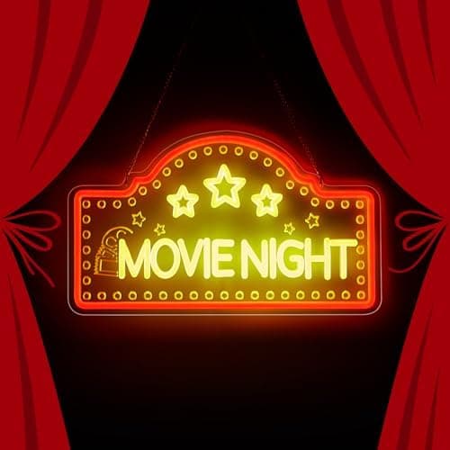 Retisee Movie Night Neon Sign 15.4 Inch Movie Theater Lights for Wall Night Party Decoration LED Neon Light for Birthday Party Wall Home Theater Film Room Decor