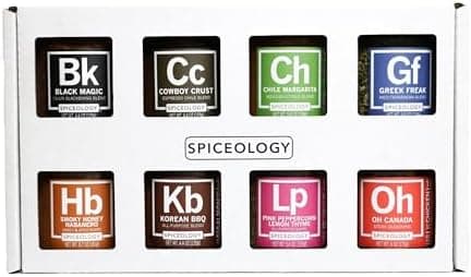 Spiceology - BBQ Rubs Gift Set - 8-Pack of Large Spice Blend and Seasoning Jars - Steak, Chicken, Fish Barbeque, and All-Purpose Seasonings