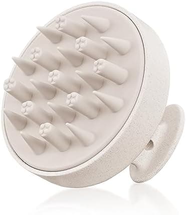 HEETA Hair Scalp Massager for Hair Growth, Shampoo Brush, Scalp Scrubber Exfoliator with Soft Silicone Bristles for Dandruff Removal to Relieve Stress, Wet Dry Use Updated Material, Beige