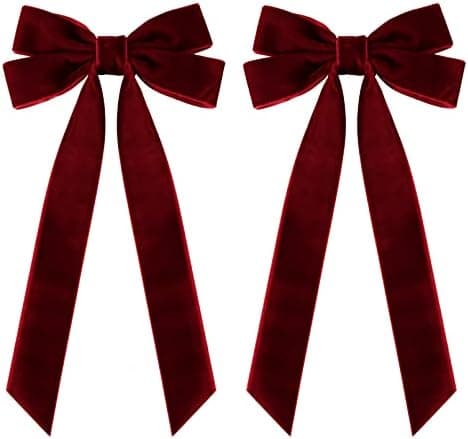2PCS Velvet Hair Bows Red Hair Ribbon Clips Big Fall Alligator Clips Hair Accessories for Women Girls Toddlers Kids Baby