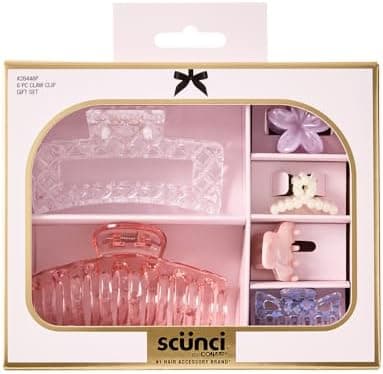 Scunci by Conair 6pk Pastel Gift Set - Claw Clips - hair accessories for girls and women - teen girl gifts trendy stuff - stocking stuffers - gifts for her - Assorted Colors and Styles