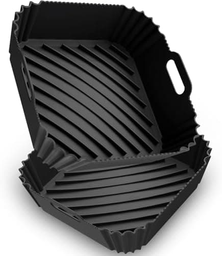 Air Fryer Silicone Liners 2 Pack, Reusable Square Air fryer Basket Liners, 4-6Qt Silicone Baking Tray for Instant Air fryer, Oven Microwave Pot Accessories, Food Grade Kitchen Gadgets