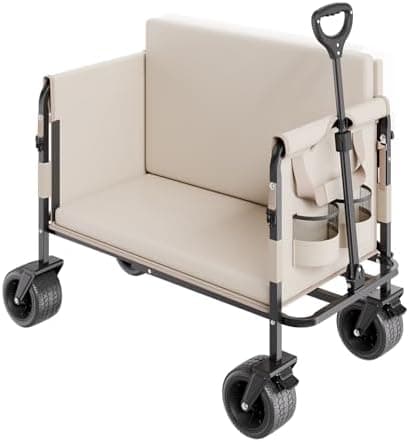 VEVOR 3-in-1 550lbs/220L Large Collapsible Folding Wagon, Convert to Bench, Foldable Beach Wagon with Wheels for Sand, Outdoor Utility Wagon for Groceries, Camping, Sports, Shopping
