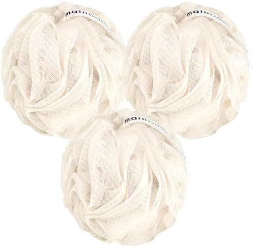 MainBasics Seaweed Infused Bath Shower Loofah Sponge Pouf Body Wash Scrubber (Set of 3)