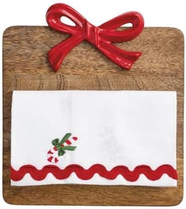Mud Pie Christmas Red Bow Board & Towel Set