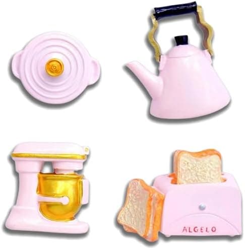 4 Pink Aesthetic Kitchen Fridge Magnets, Cute 3D Premium Resin Decorative for Refrigerator with Strong Magnets, Perfect Valentine's Day Gift for Women, Locker & Whiteboard