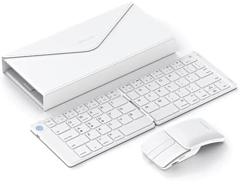 Wireless Foldable Keyboard Mouse Combo: eirix Bluetooth Ultra Slim Travel Keyboards and 2-in-1 Sliding Silent Mouse,Business Portable Protective Case, Compatible with MacBook, Windows,Android