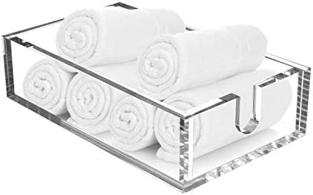 Royal Imports Acrylic Guest Towel Napkin Holder, Clear Fancy Paper Hand Napkin Tray Caddy Storage for Buffet, Kitchen, Dining, Bathroom, Party, 6"x10"x2.5"