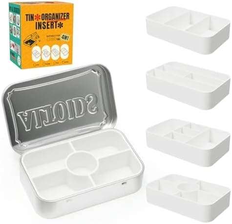 Wzporzst Hard Plastic Organizer Insert Compatible with Altoids 1.76oz Mint Tins, Sturdy Compartment Storage Box for Personal Storage/Crafts/Jewelry/Small Parts (White)