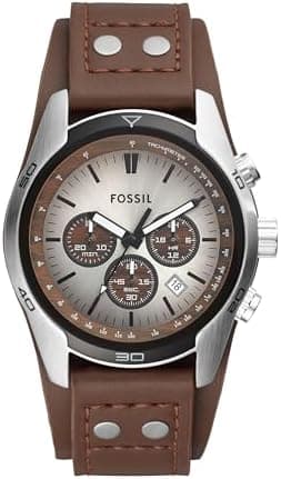 Fossil Men's Watch, Coachman Quartz Stainless Steel and Chronograph Leather Watch for Men