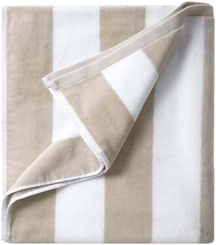 LULUHOME Large Oversized Beach Towel - Big Cotton 36 x 70 Inch Striped Pool Towel, Large Cabana Soft Swimming Towel for Adult Men Women,Chiffon