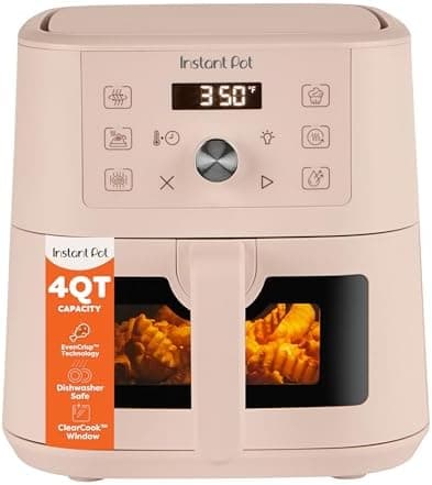 Instant Pot 4Qt VORTEX 6-in-1 Mini Air Fryer, Custom Program Options, Air Fry, Broil, Roast, Dehydrate, Bake, Reheat, Rosewater, 4 Quarts