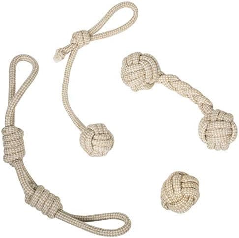 Franklin Pet Supply Natural Non-Toxic Rope Dog Toys Hemp Play Fetch Tug of War Dog Teething Puppy Chew 4 Pack