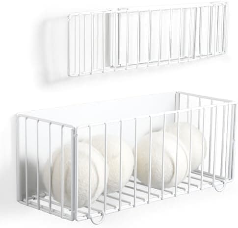 Picowe Large Dryer Ball Organizer Magnetic Storage Bin, Foldable Magnetic Dryer Ball Holder for Laundry Room Organization and Storage to Hold 4-6 Dryer Balls, Without Balls（White,M）