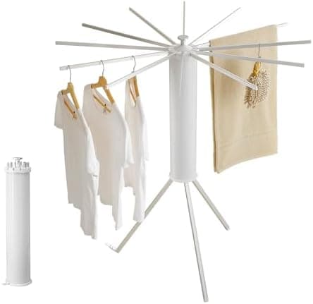 JOOM Tripod Clothes Drying Rack, Garment Rack Portable and Foldable Space Saving Laundry Drying Rack - Drying Rack Clothing Floor Folding Balcony Bedroom Household Aluminum