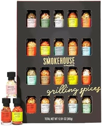 Smokehouse by Thoughtfully Ultimate Grilling Spice Set, Grill Seasoning Gift Set Flavors Include Chili Garlic, Rosemary and Herb, Lime Chipotle, Cajun Seasoning and More, Pack of 20