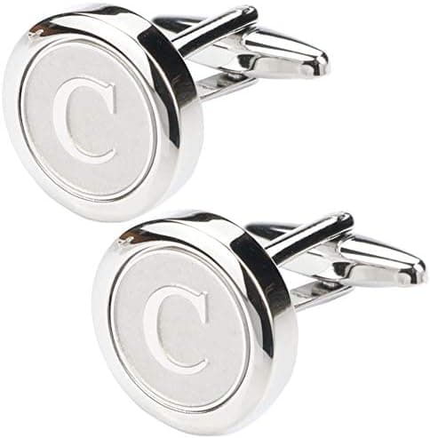 Dannyshi Mens Classic Stainless Steel Initial Cufflinks 26 Alphabet Initial Letter Cufflinks Business Wedding Shirts A-Z