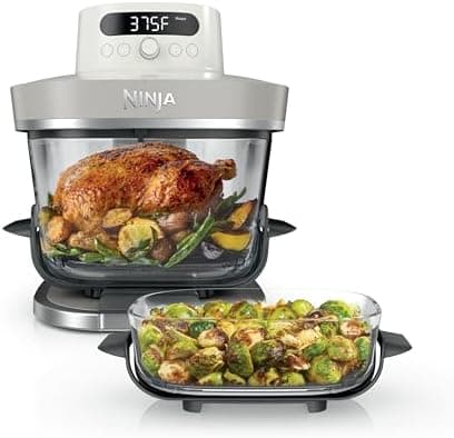 Ninja Crispi Pro 6-in-1 Glass Air Fryer | 450°F, Nontoxic, 6qt & 2.5qt Containers & Lids | Microwave, Freezer, Dishwasher Safe | Max Crisp, Air Fry, Bake, Roast, Recrisp, Dehydrate | Bone | AS101LG
