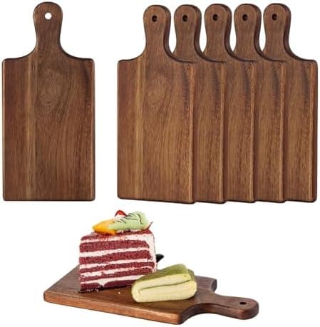 6 Pcs Personalized Acacia Cutting Boards with Handle, Wood Chopping Serving Board Set Bulk, DIY Engraving Gifts for Women Couples Wedding Anniversary Charcuterie Cheese Meat Pizza Bread Vegetables
