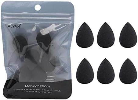 6PCS Mini Makeup Sponge, Black Small Beauty Sponge Blender Set for Foundation, Powder, Concealer Highlight,and Eye Shadow