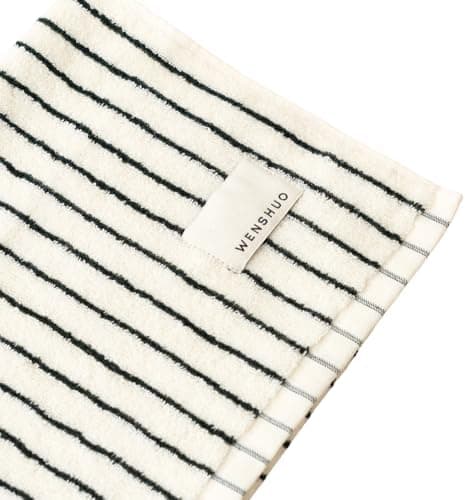 WENSHUO Black&White Striped Pure Cotton Hand Towel,100% Combed Cotton,Luxury Shower Towel,Super Absorbent(Pack of 1) (29.53" L × 13.39" W)