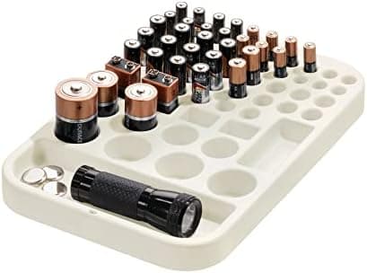 iDesign Recycled Plastic Divided Battery Organizer Insert, 7.6" x 11.1" x 1", Coconut